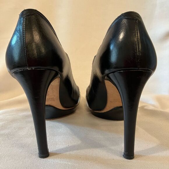 Retro Bebe Pin-Up T-strap Mary Jane black & cream pumps slight platform SZ 7.5 - Picture 4 of 12